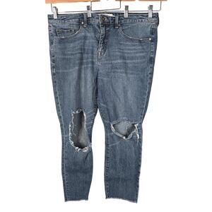 Torrid Jeans Womens 16R Blue High Rise Straight Distressed Ripped Knees Ankle